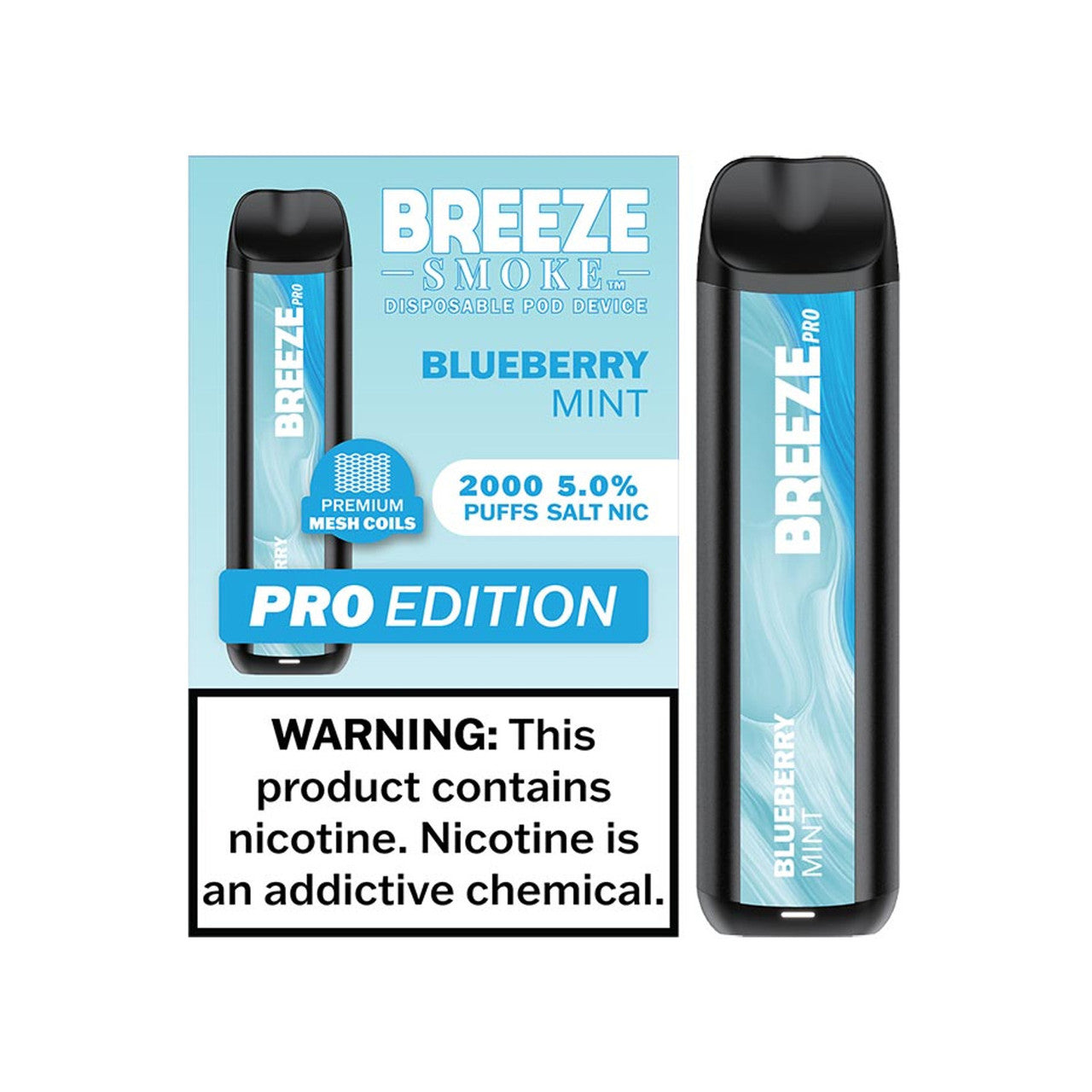 BREEZE SMOKE PRO 5% DISPOSABLE VAPE 6ML 2000 PUFFS