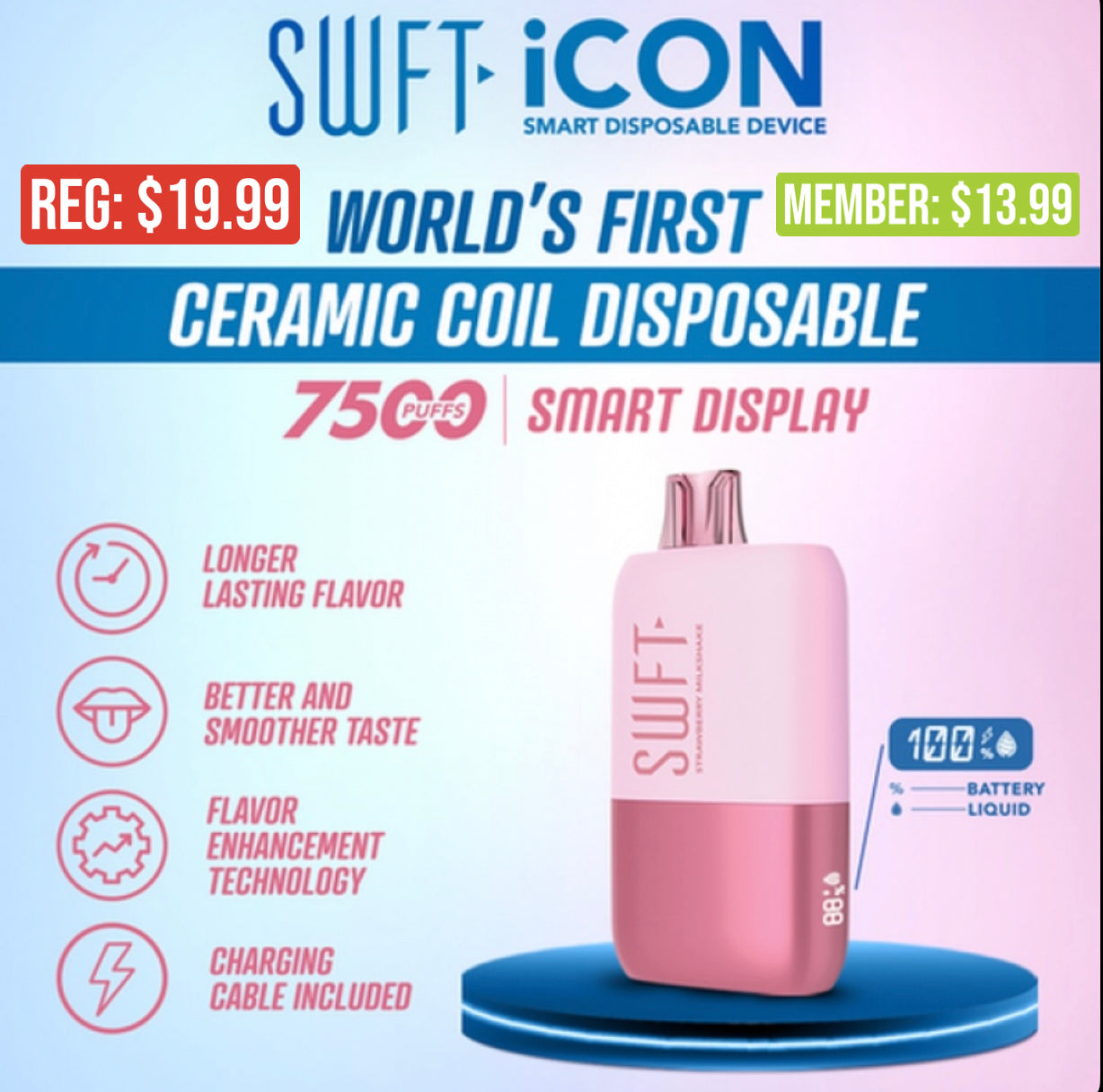 SWFT Icon Disposable Vape | 7500 Puffs