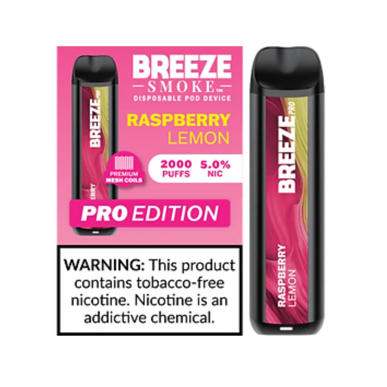 BREEZE SMOKE PRO 5% DISPOSABLE VAPE 6ML 2000 PUFFS