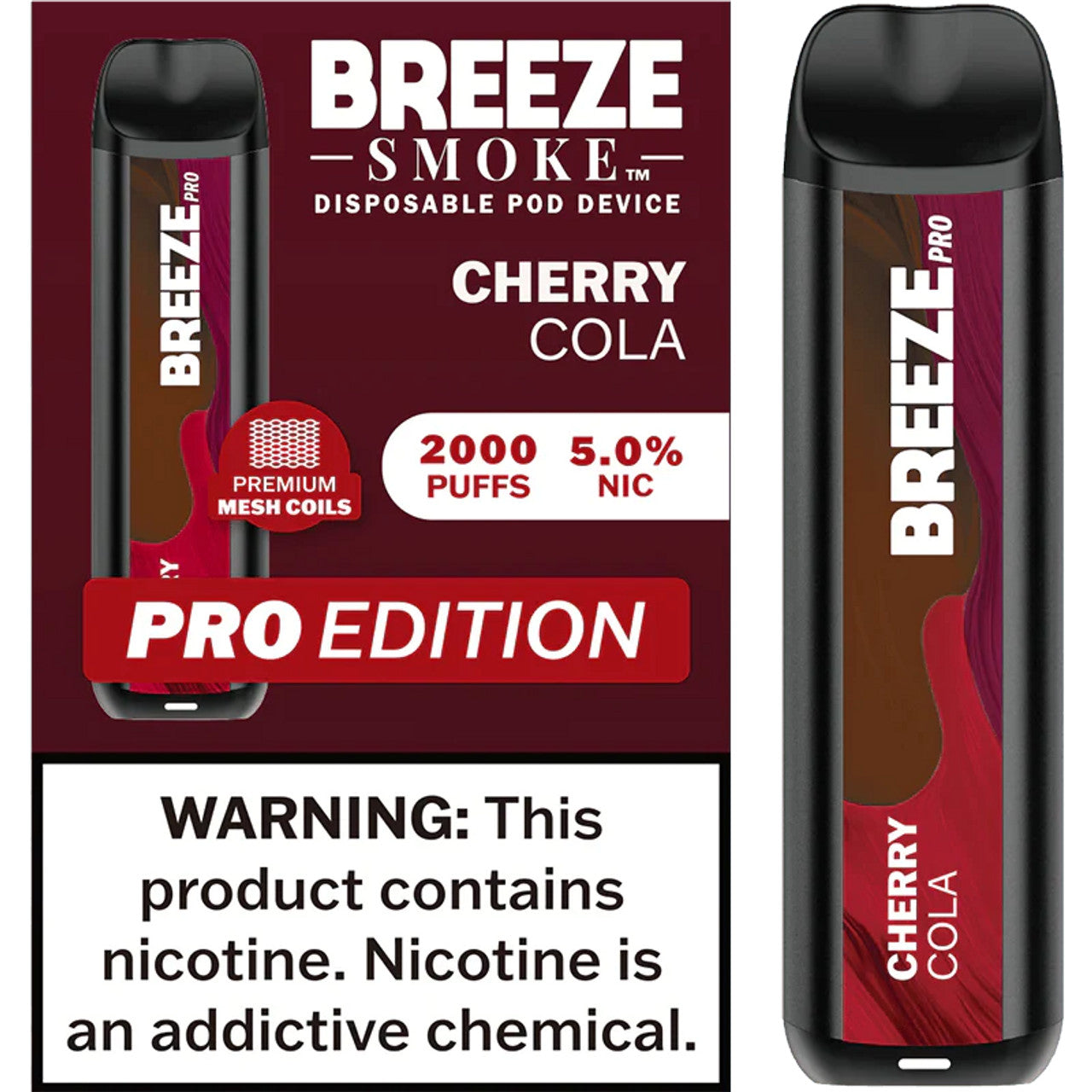 BREEZE SMOKE PRO 5% DISPOSABLE VAPE 6ML 2000 PUFFS