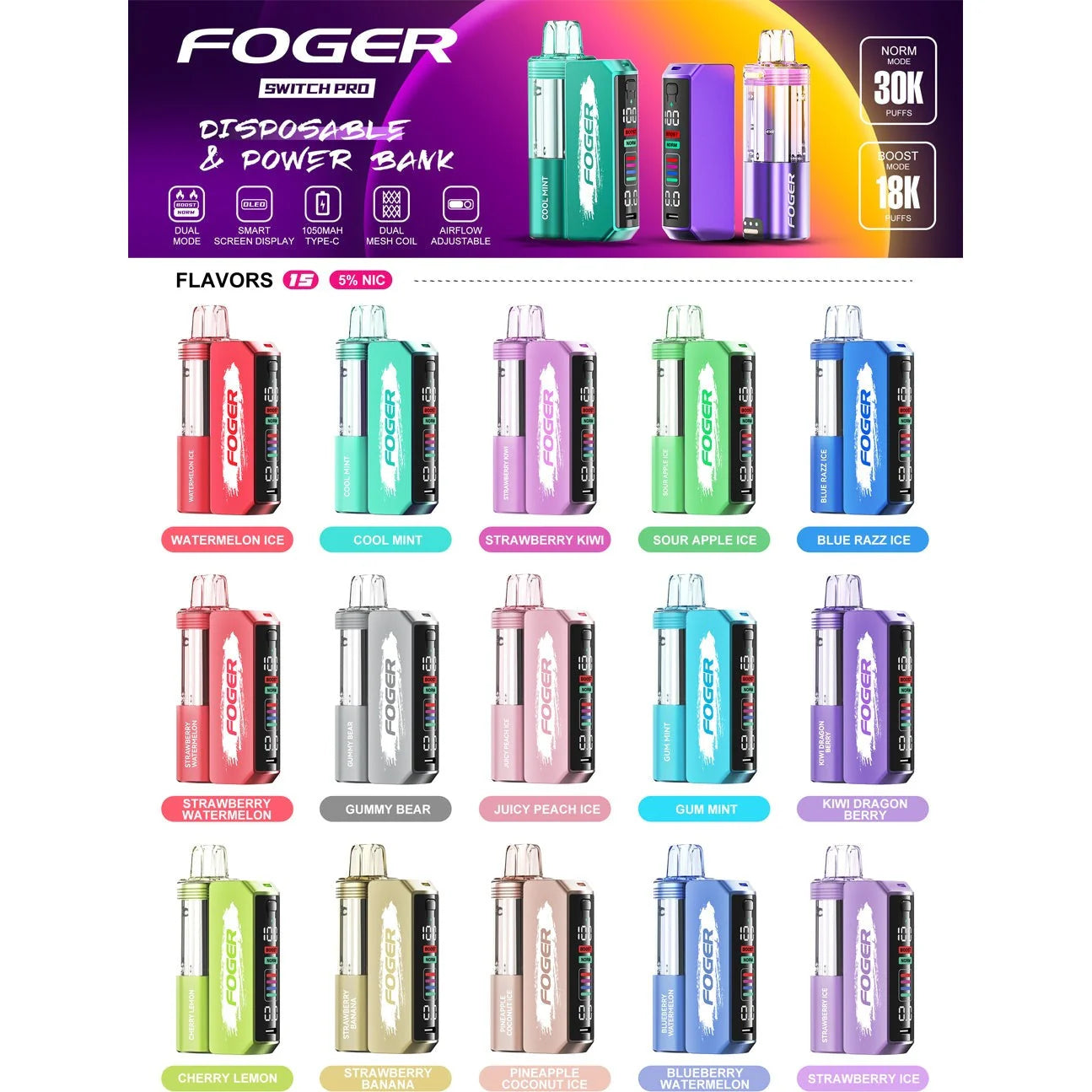 Foger Switch Pro Kit - 30,000 Puff Pod Based Disposable