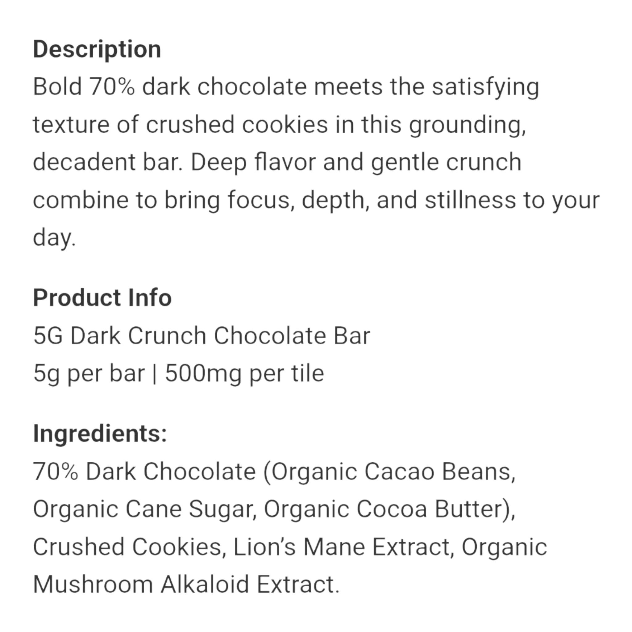 Dark Crunch mushrm Chocolate Bar 5g
